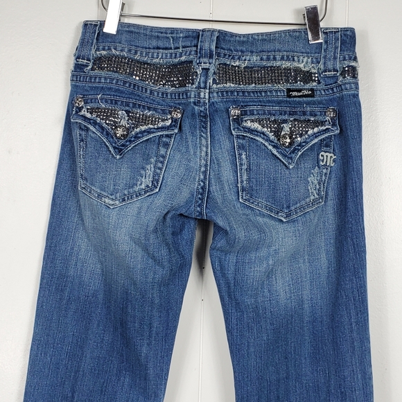 Miss Me rhinestone studded flare JP4221R jeans size 28 - Picture 10 of 15